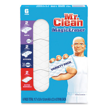 Mr. Clean® Magic Eraser Variety Pack, Extra Durable; Bath; Kitchen, 4.6 X 2.3, 0.7" Thick, White, 6-pack, 8 Packs-carton freeshipping - TVN Wholesale